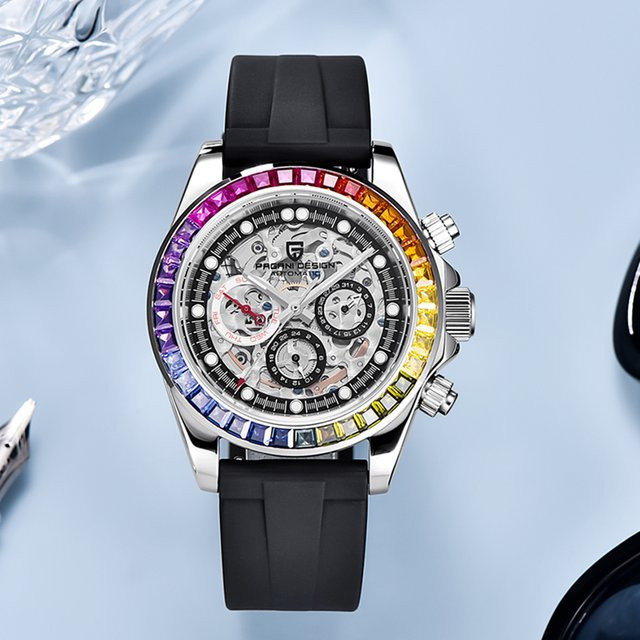 PAGANI DESIGN Armbanduhr, Automatik, Edelstahl, Regenbogen Lünette, 40 mm, Herren - Bild 1