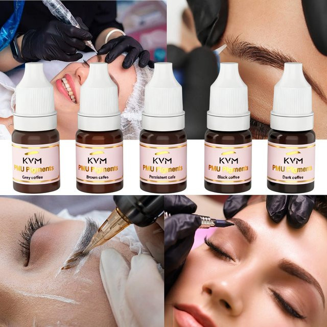 KVM Microblading Tinten, 5/8 Stück, Schwarz, Braun, Grau, Kaffee, Unisex - Bild 1