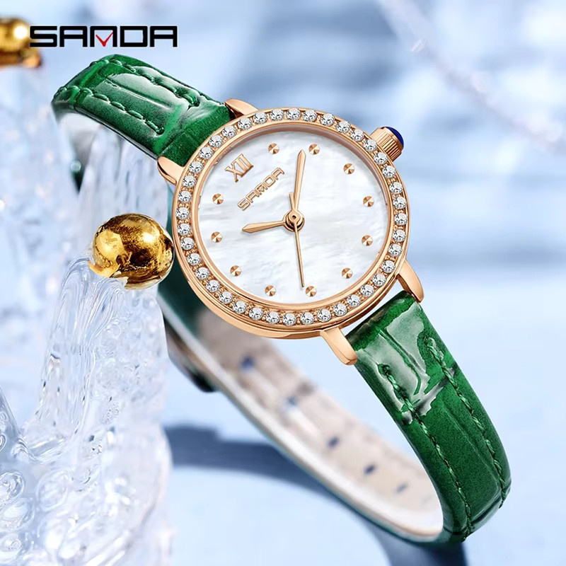 SANDA Armbanduhr Quarz, Leder, Roségold, Damen - Bild 2
