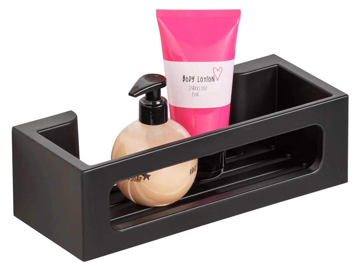 WENKO Turbo-Loc Badezimmerablage Bralia Wandablage aus Kunststoff in Schwarz Matt, B/T/H: 30,0 x 12,0 x 8,5 cm - Bild 3