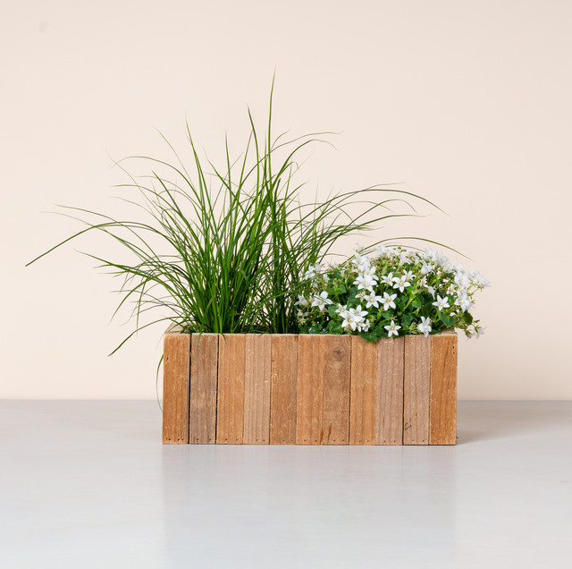 Holz Pflanzkorb von BLUME2000 in Braun für den Tisch, herbstlich gestaltet, B/T/H: 14,5 x 10,5 x 14,5 cm - Bild 1