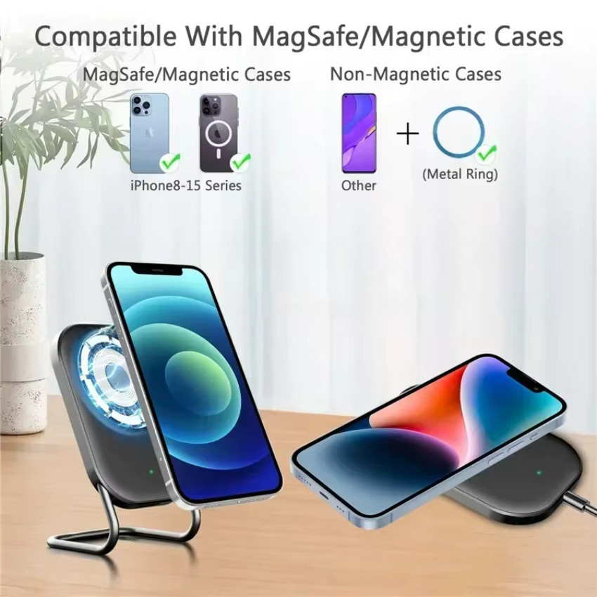 Muzisn Magnetisches kabelloses Ladegerät in Schwarz mit verstellbarem Desktop-Ständer und Schnellladefunktion für iPhone 17, 16, 15, 14 und 13 Serien - Bild 3