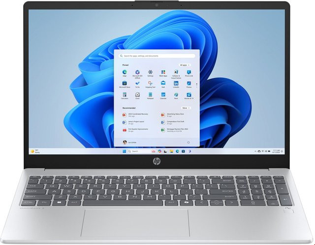 HP OmniBook 3 NGAI 15-fn0653ng Notebook in Gletschersilber mit 15,6 Zoll Display, AMD Ryzen AI 5, 16 GB RAM, 1000 GB SSD und Windows 11 - Bild 1