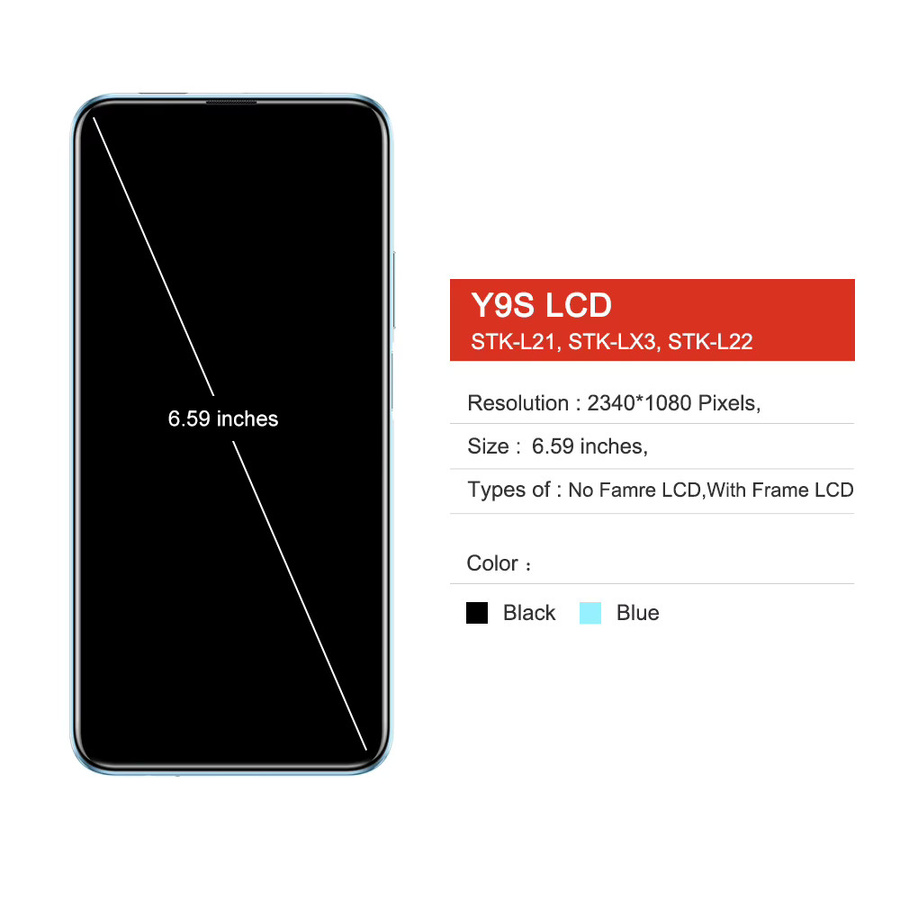 Huawei Y9S Ersatz Display mit Rahmen inklusive Touchscreen Digitizer in Schwarz, 6,59 Zoll - Bild 2