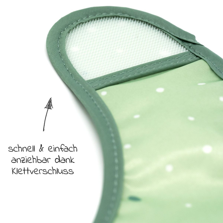 MiaMia 7-tlg. Ess-Set aus Silikon mit 5 Klettlätzchen und 2 Esslern-Tellern in Grün/Grau, BPA-frei und wiederverwendbar - Bild 4