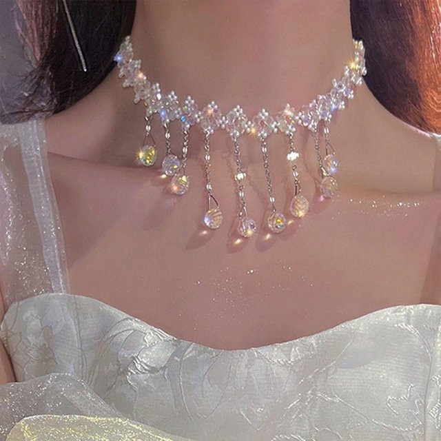 Choker Halskette, Kristall, Messing, gray, Damen - Bild 1
