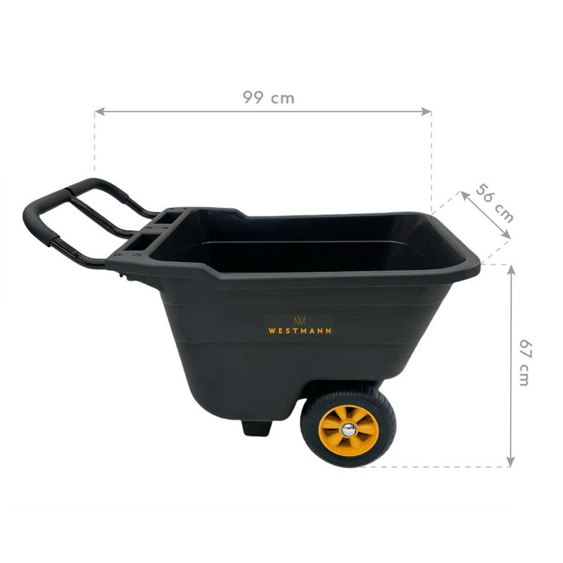 Westmann Schubkarre Prakta S Schwarz mit 90 L Volumen und Kippfunktion, B/H/T: 55,5 x 67 x 98,5 cm - Bild 4