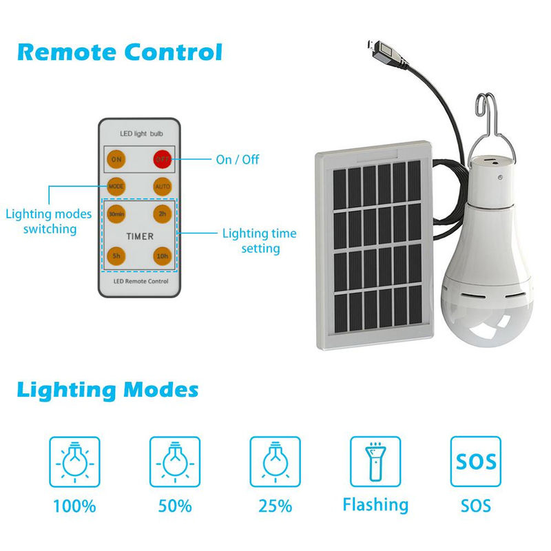 GoolRC Solar LED Camping Glühbirne mit Fernbedienung, wasserdicht IP65, weiß - Bild 6