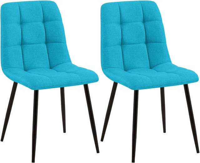 2er Set Esszimmerstühle DELUKE FIGAD in Türkis mit Steppmuster und Metallbeinen, B/T/H: 45 x 55 x 84 cm - Bild 1
