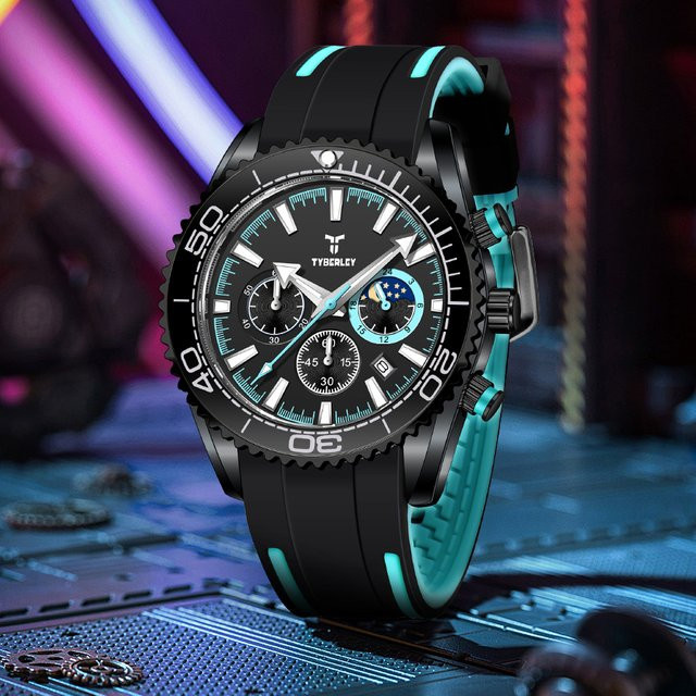 TYBERLEY Armbanduhr, Quarz, Messing, Silikon, Schwarz, Herren - Bild 1