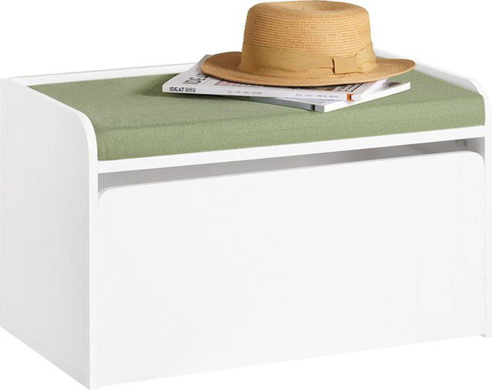SoBuy Kinder Sitzbank mit Stauraum und Sitzkissen in Weiß - Bild 1