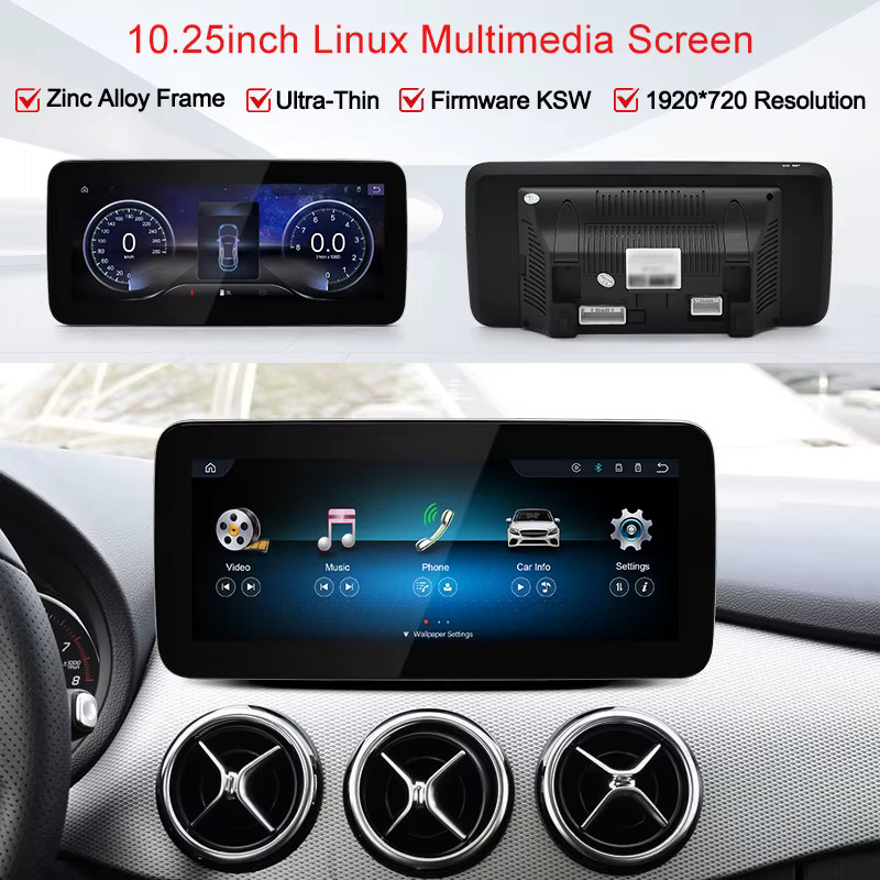 STWEI Schlanker Bildschirm mit Linux-System für Mercedes-Benz B-Klasse W246, 12,8 Zoll, 2400x900 Auflösung, Kabelloses CarPlay, Schwarz - Bild 2
