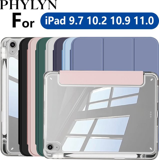 Apple Crystal Clear Case für iPad 11 Zoll (2025), 10. Generation, 11. Generation sowie iPad 9./8./7./6./5. Generation mit Stiftschlitz, transparent und purple - Bild 1
