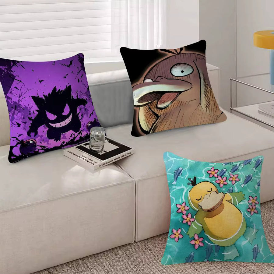 Personalisierter Kissenbezug mit Psyduck und Gengar von Beast Kingdom, quadratisch, Mehrfarbig, Breite: 30 cm, Höhe: 30 cm, Tiefe: 30 cm - Bild 2
