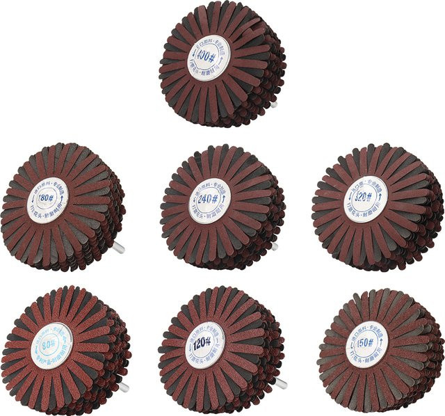 SI FANG Schleiflamellenscheibe mit 6 mm Schaft für rotierende Elektrowerkzeuge zur Rostentfernung, 80 mm, Braun - Bild 1