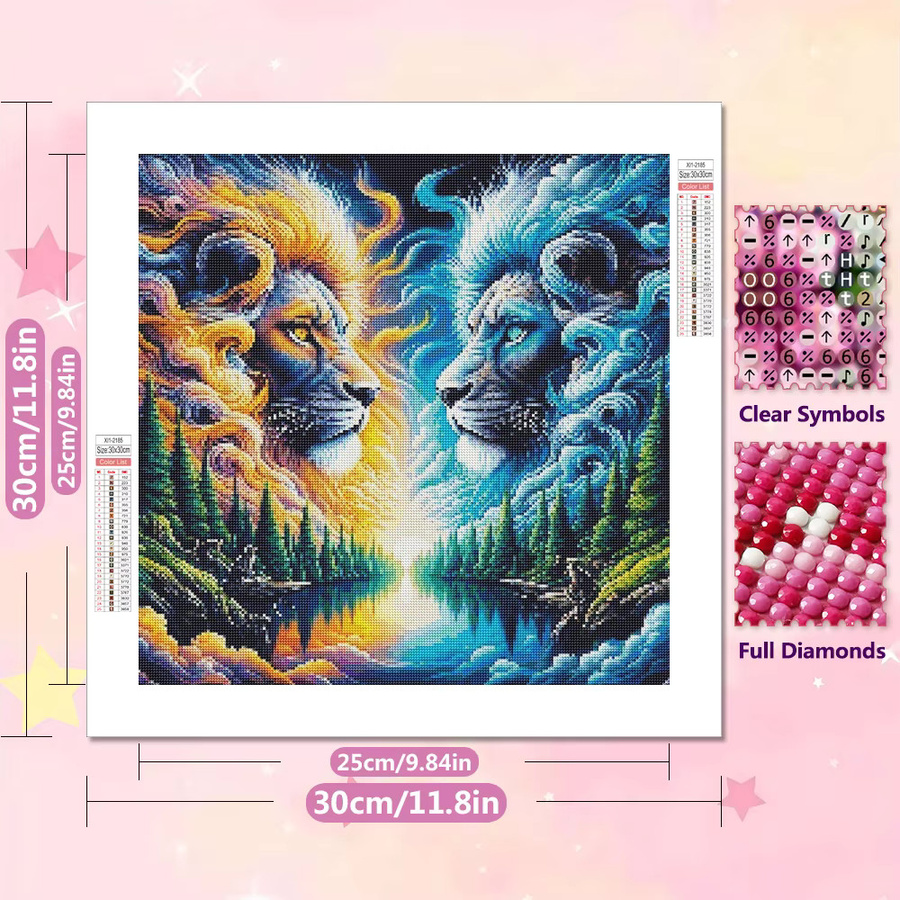 EverShine DIY 5D Diamantmalerei Löwe Mosaik-Set mit Rundsteinen in Multicolour zur modernen Heimdekoration - Bild 2