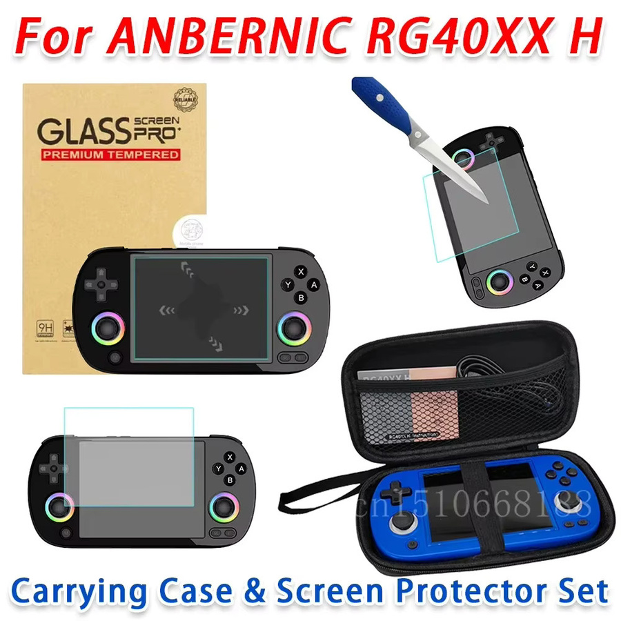 Anbernic RG40XX H Videospielkonsole Tragetasche und Displayschutzfolie Set in Schwarz mit Hartschale zur Aufbewahrung - Bild 2