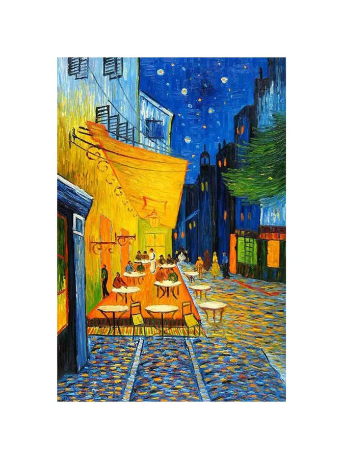 Potdemiel 5D DIY Diamantmalerei Café-Terrasse bei Nacht nach Vincent Van Gogh als Mosaik-Kreuzstich in Multicolor, B/H: 25,0 x 20,0 cm - Bild 2