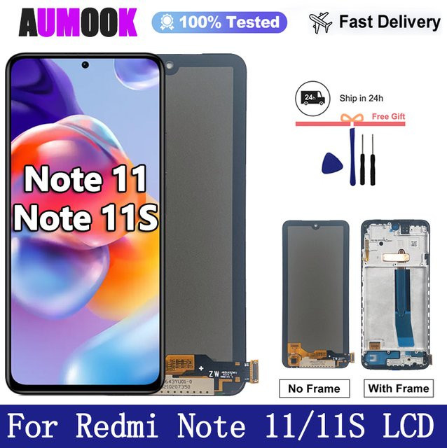 Xiaomi Redmi Note 11 und 11S AMOLED Display mit Touchscreen Digitizer Montage in Schwarz - Bild 1