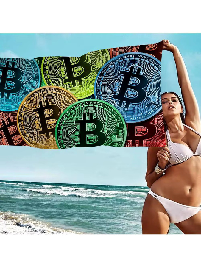 B-Bitcoin Mikrofaser Strandtuch für Sand und Pool, schnelltrocknendes Handtuch in Multicolour, Unisex - Bild 7