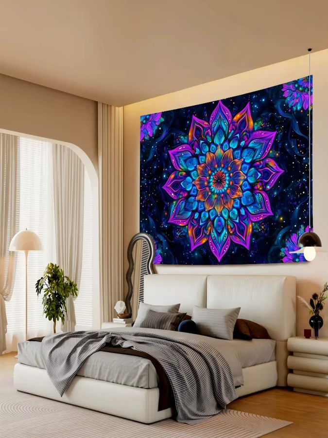 VIKAMA Mandala Kaleidoskop Wandteppich in Multicolour, geometrische Ethnic Wanddekoration für Wohnzimmer, Schlafzimmer oder Yoga-Zimmer, B/H: 75 x 58 cm - Bild 3