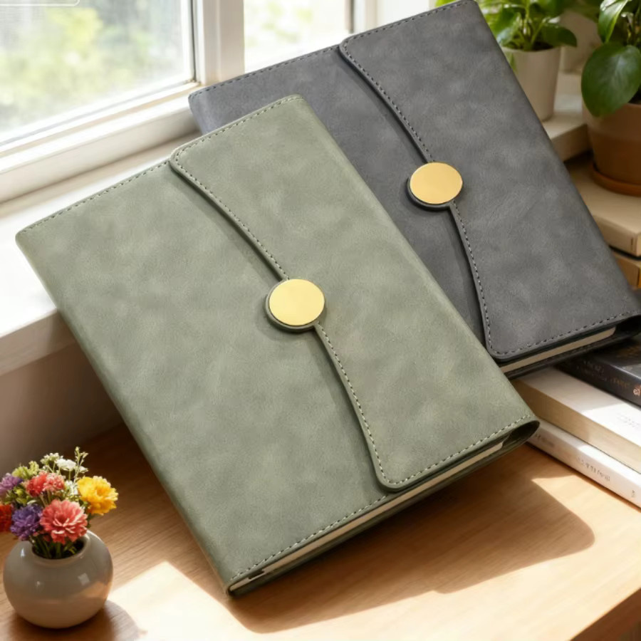 HUALIWEN Business-Notizbuch A5 mit Faux-Leather Einband und linierten Seiten - Bild 3