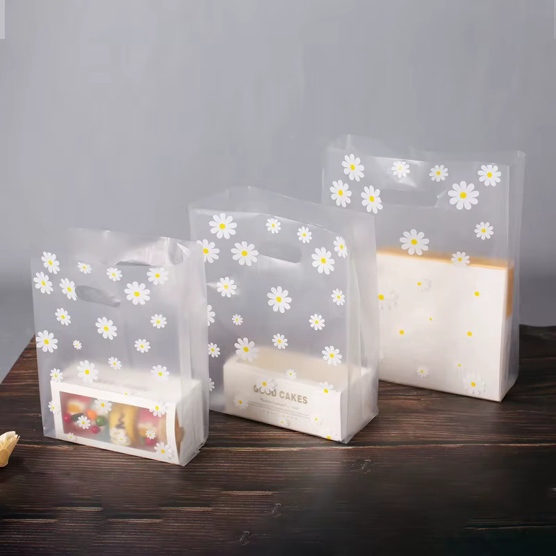 50 Stück transparente Geschenktüten mit Gänseblümchen-Design aus Kunststoff für Hochzeiten, Weihnachten und Feiern - Bild 3