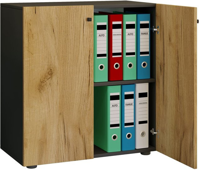 VCM Aktenschrank Lona mit 2 Drehtüren in Anthrazit, 2 Fächer mit verstellbaren Fachböden, B/T/H: 74 x 40 x 83,5 cm - Bild 1