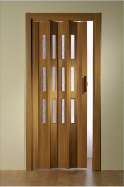 Forte Premium Kunststoff Falttür Luciana Braun Buche mit 3 Fenstern B: 88,5 cm, H: 202 cm - Bild 1
