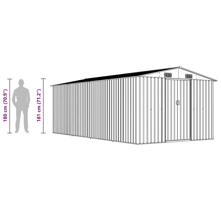 vidaXL Gerätehaus aus Metall in Anthrazit B/T/H: 489 x 257 x 181 cm - Bild 5