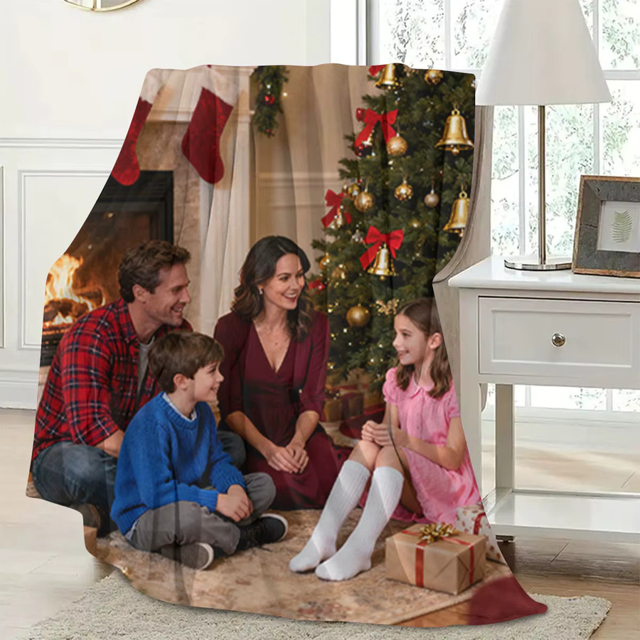 SRH Flanelldecke mit Weihnachtsmotiv aus 100 % Polyester, superwarm und maschinenwaschbar - Bild 4