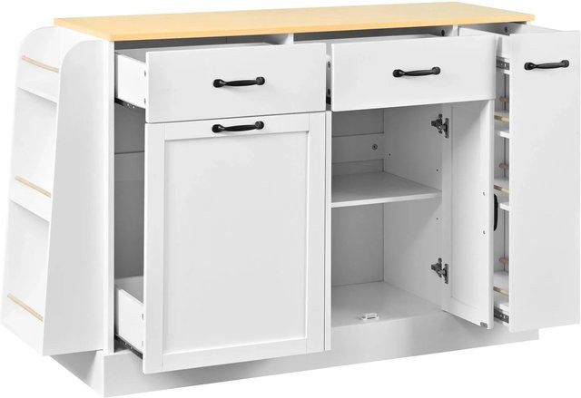 okwish Sideboard in Weiß mit Schubladen, Abfallbehälterfach und Gewürzregal, B/T/H: 133 x 40 x 86 cm - Bild 1