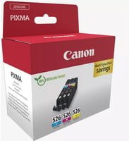 Canon CLI-526 Multipack Tintenpatronen für PIXMA Drucker, 3er-Pack, 9 ml pro Patrone, Farben: Cyan, Magenta, Gelb - Bild 1