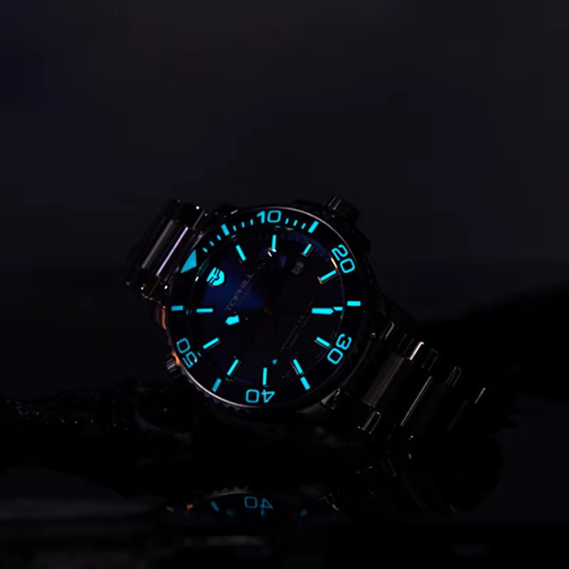 TOPHILL Herrenuhr, Taucheruhr, Automatik, Edelstahl, Schwarz, 45 mm, 30 ATM, Saphirglas - Bild 4