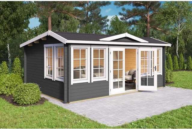 Lasita Blockbohlenhaus Balmoral Gartenhaus mit Satteldach in Carbongrau, B/T/H: 530 x 380 x 239 cm - Bild 1