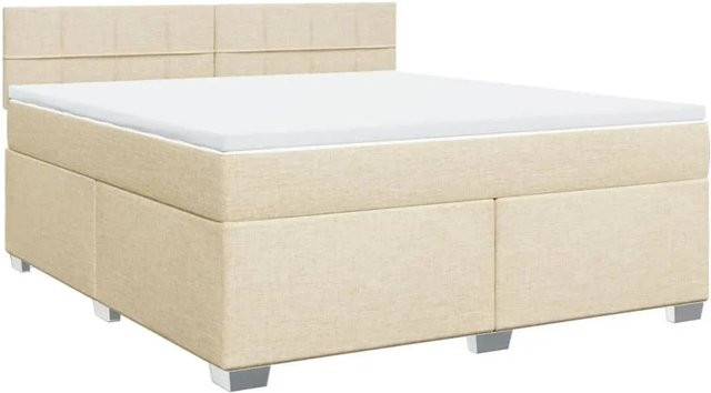 vidaXL Boxspringbett Hybrid mit Matratze und Taschenfederkern in Creme und Beige, B/T: 180 x 200 cm - Bild 1