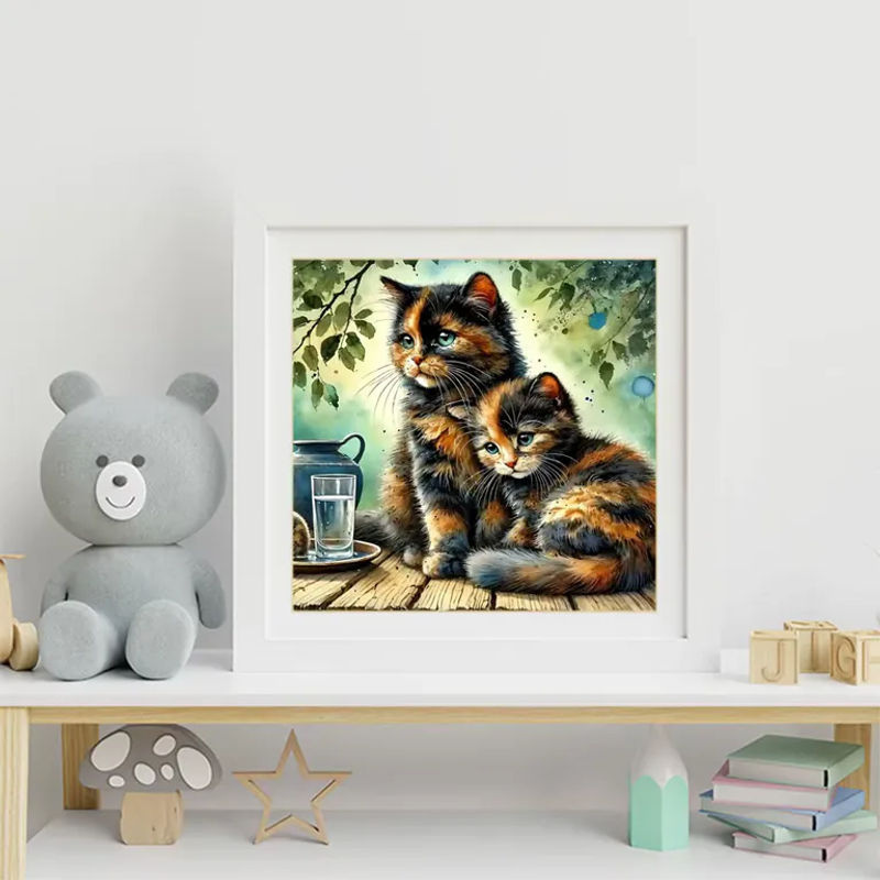 Momoart Katzen-Diamantmosaik DIY Stickerei mit Tiermotiv in Mehrfarbig für Wandkunst und Dekoration - Bild 3