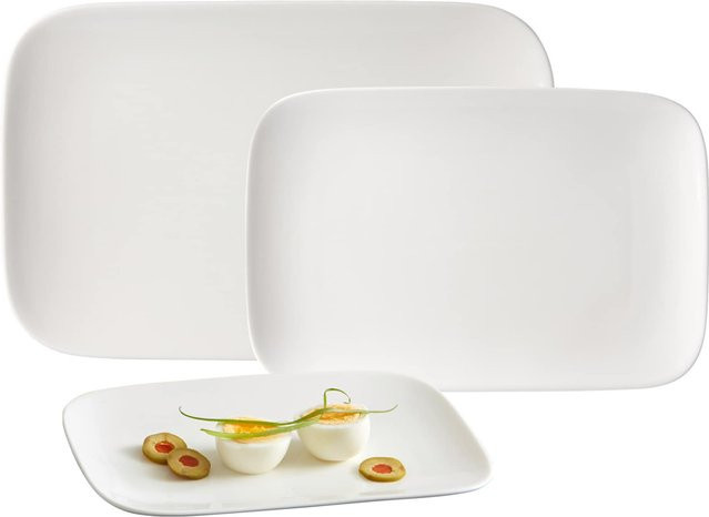Ritzenhoff & Breker Servierplatten-Set Arena aus Porzellan, 3er Set, rechteckig, transparent und weiß - Bild 1
