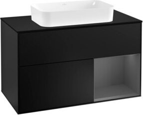 V&B Waschtischunterschrank Finion 100 mit Wandbeleuchtung in Anthrazit lackiert - Bild 1