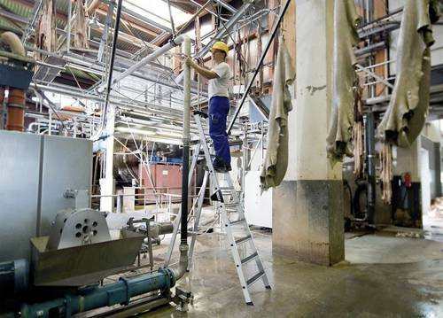 Günzburger Aluminium Stufen-Stehleiter in Silber mit Trage mit maximaler Arbeitshöhe: 5,5 m - Bild 1
