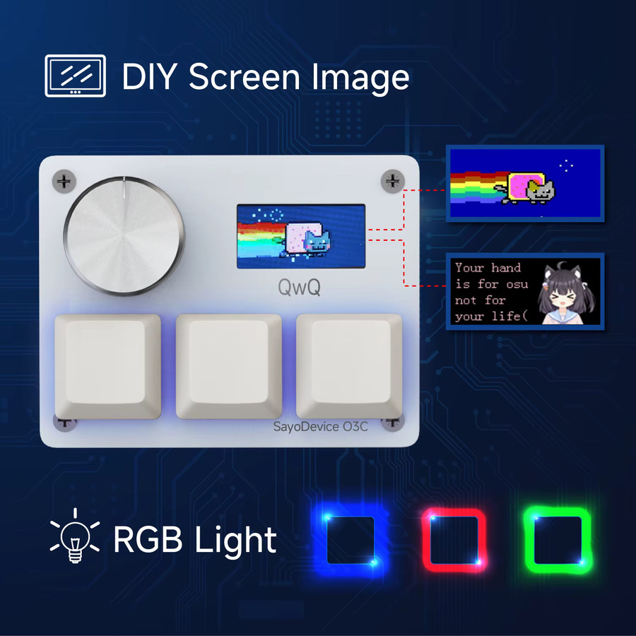 Sayodevice O3C Gaming Tastatur mit Hall-Effekt Magnetischen Schaltern und RGB-Beleuchtung für Rhythmusspiele in Silber oder Weiß - Bild 3