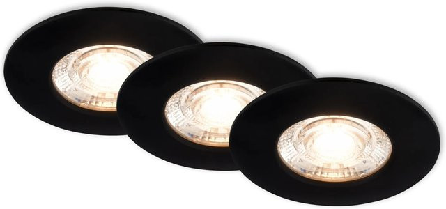 Briloner 3er Set LED Bad Einbaustrahler IP44 Schwarz Warmweiß - Bild 1