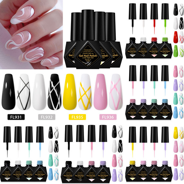 Four Lily 3-in-1 Gel Nagellack Set, Glitter, 4 x 10 ml, Glänzend - Bild 1