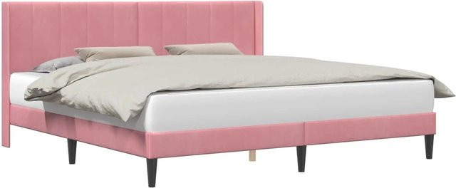 vidaXL Bettrahmen mit Kopfteil aus Samt in Rosa, B/T/H: 200 x 200 x 126 cm - Bild 1