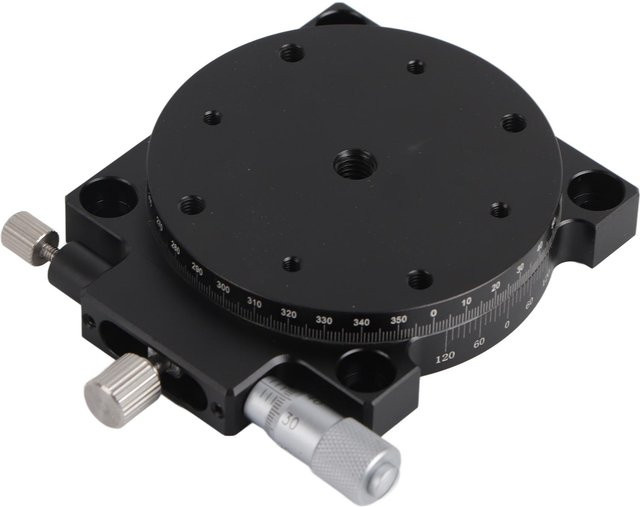 Manuelle Verstellplattform RS60-L Drehender Linearversteller mit 360 Grad Rotation und R-Achsen Schiebetisch aus Aluminiumlegierung in Schwarz - Bild 1