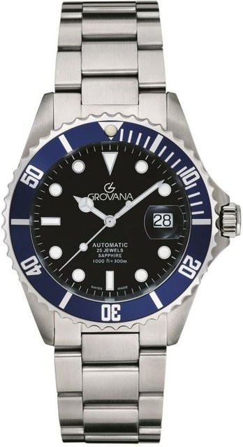 Grovana Taucheruhr, Automatik, Edelstahl, Schwarz, 42 mm, Herren - Bild 1