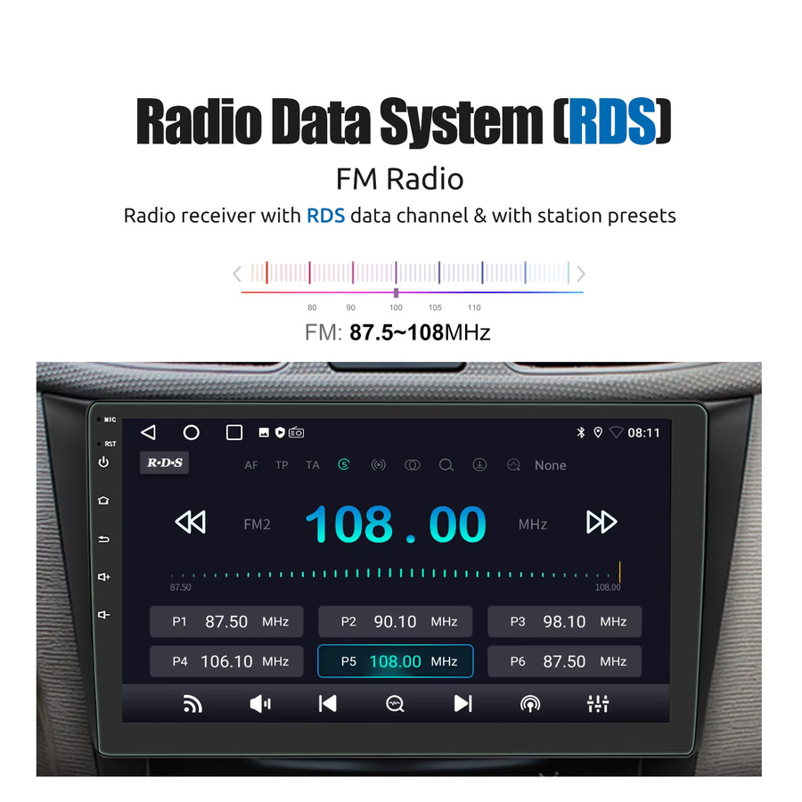 ESSGOO Kabelloses Multimedia-Autoradio mit Android Auto und CarPlay, Bluetooth, Schwarz - Bild 6