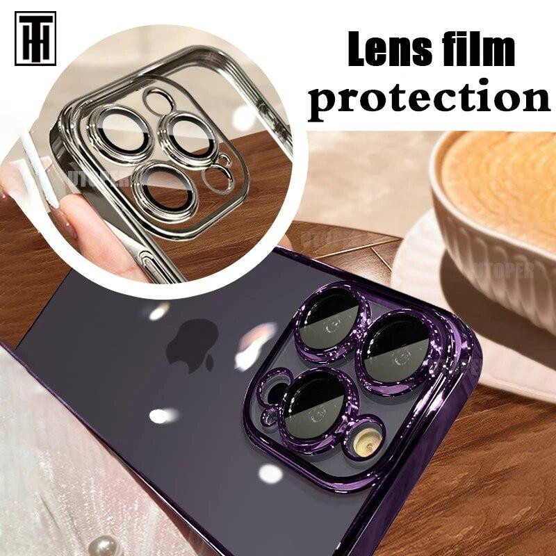 Bai Fen Bai-Digital 3C Transparente Schutzhülle mit Überzugsrahmen und staubdichter Objektivabdeckung für iPhone 15 14 13 12 11 Pro Max und Plus - Bild 2