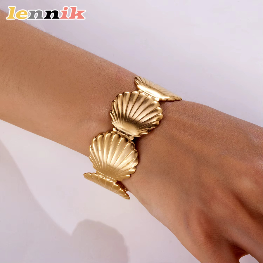 LENNIK Armband, Edelstahl, Gold, Damen, Seestern mit Muschel - Bild 2