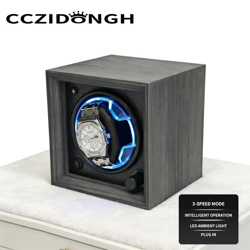 CCZIDONGH Uhrenbox mit automatischem Uhrenbeweger, Edelstahl, Schwarz - Bild 2